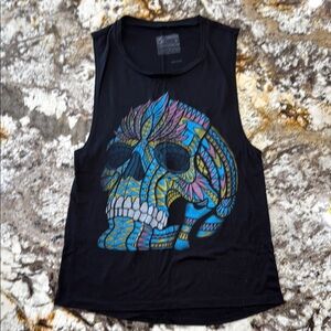 Black Skull Graphic Tank Top